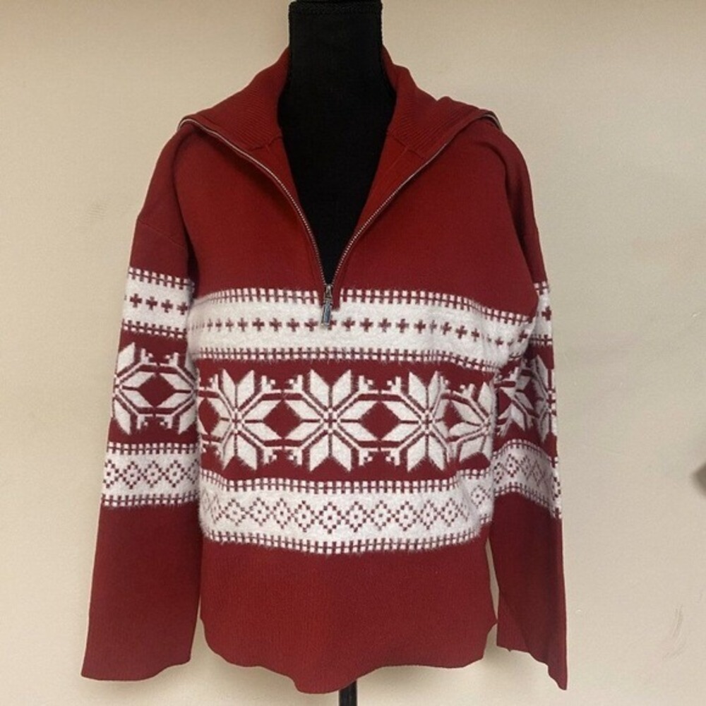 NWT Red White Nordic Sweater Size M